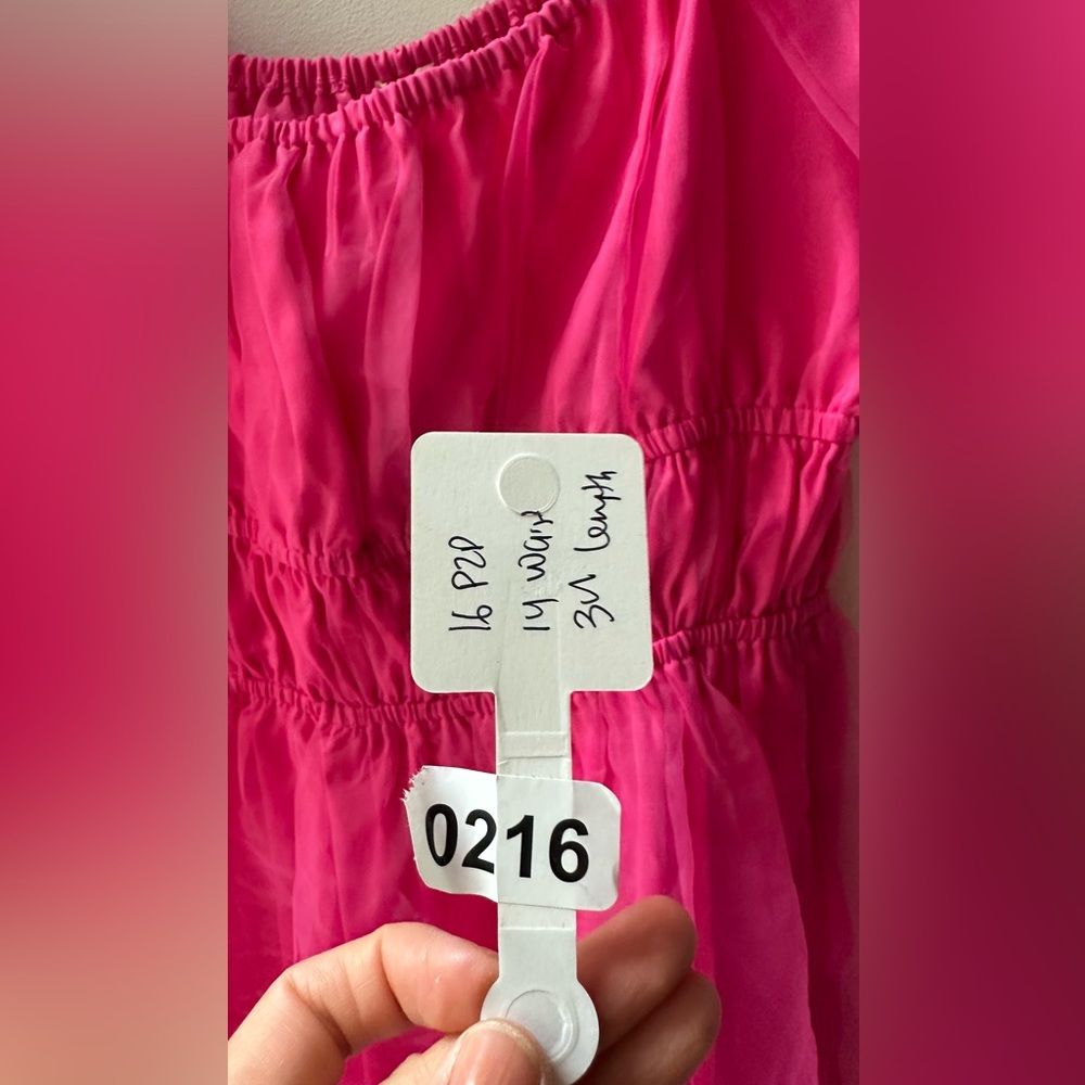 Bibi, Hot Pink Organza Puff Sleeve Mini Dress, Size S | 0216 - Picture 5 of 6